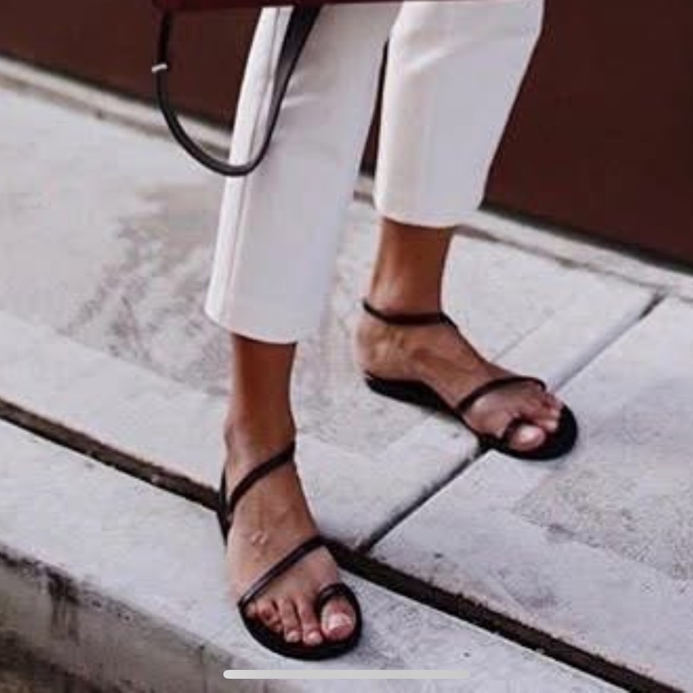 Ancient Greek Apli Eleftheria Sandals Black Leather Sandals